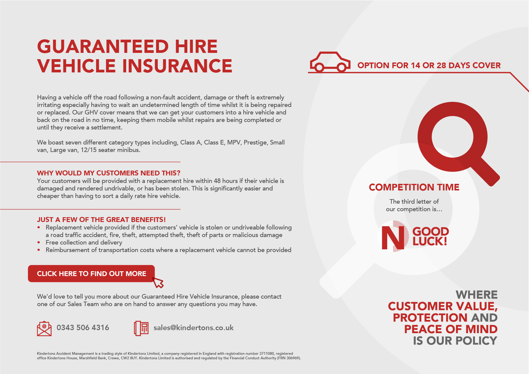 Introducing...Our Guaranteed Hire Vehicle Insurance Kindertons